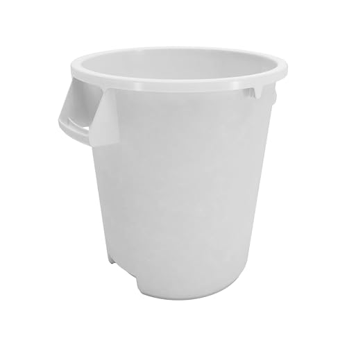 Image of SPARTA Bronco Waste Container Trash Container, Round Trash Bin for Disposal, 10 Gallons, White