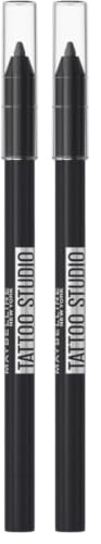 Maybelline New York, Tattoo Liner, Lápiz de Ojos Semi-permanente, Waterproof, No transferible, Tono: 900 Deep Onyx Negro, 1.3 gr (Paquete de 2)