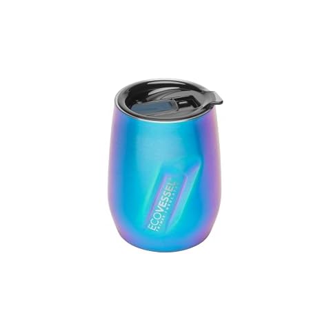EcoVessel PORT Triple Insulated Stainless Steel Tumbler with Lid, Used As A Wine Glass, Coffee Mug, and More – 10 oz (Over the Rainbow) Cover