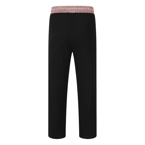 Cambkatl Men’s Vintage Ethnic Patchwork Lounge Pants Elastic Waist Drawstring Loose Workout Beach Pants with Pockets4