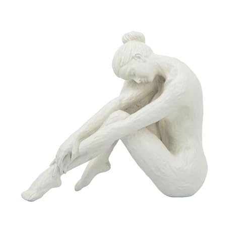 Estatua de Mujer en Resina de 9 Pulgadas Blanca Minimalista