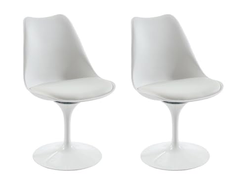 Vente-unique Lot de 2 chaises - Polypropyléne & Métal - Blanc - XAFY