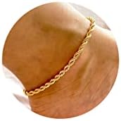DEARMAY Gold Anklets for Women Ankle Bracelets for Women Rope Chain Anklet Bracelets Cute 14K Gold Plated Filled Anklet Jewelry Gift for Women Teen Girls