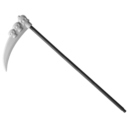 Pesoncarl Grim Reaper Scythe 35x14 Inch Plastic Skeleton Toy Weapons Removable Scythe Prop Faux Sickle Halloween Props for Kids Adults, Fancy Dress