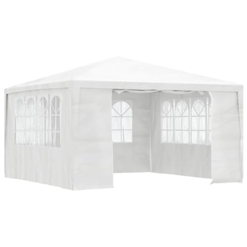 vidaXL Tente de Réception avec Parois Belvédère Tonnelle Pavillon Chapiteau Mariage Barbecue Voyage de Camping Mariage 4x4 m Blanc 90 g/m²