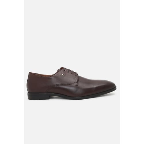 Image of Louis Philippe Men Premium Leather Breathable Lining Material Anti Slip with Heel TPR Sole Formal Derby Shoes