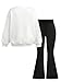 Girls 2 Piece Outfits Graphic Crew Neck Long Sleeve Tops And Flare Leggings Set Black C 7-8Y
