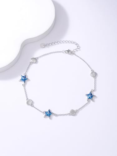 Image of WINNICACA 925 Sterling Silver Anklets for Women Adjustable Beaded Butterfly Opal Anklet Bracelet Foot Chains Jewelry Gifts for Women Beach Birthday Christmas Gift
