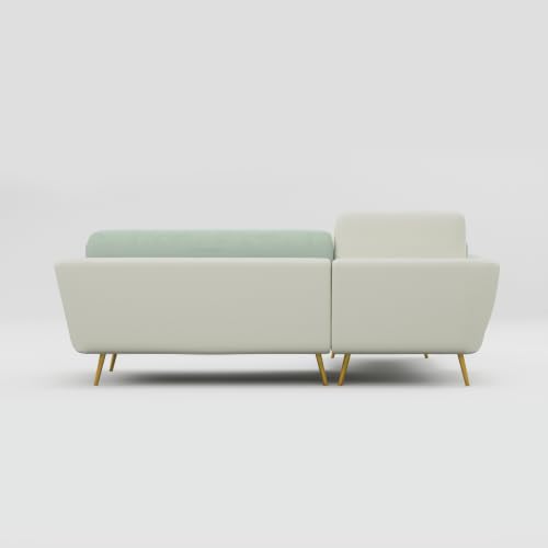 Image of Nuvola Air Premium Latex Fabric Sofa | 3, 4 & 5 Seater Options | 2 & 3-Toned Variants | Ultra-Soft Deep Seating Comfort | Modern Living Room Sofa | 3-Year Warranty (Mint Green and White, LHS, 4)