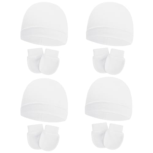 American Trends Baby Beanies for Boys Girls Newborn Infant Hat with Mittens Cute Cotton Hospital Hats for 0-6 Months