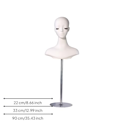 Maniquí de busto tridimensional blanco con soporte telescópico regulable 7