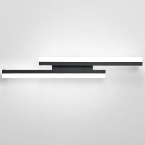 PRESDE lampada da specchio bagno LED， 60cm，18W，1440lm，Bianco Freddo 6000K，Luce per Specchio Bagno Moderno Nero [Classe di efficienza energetica E]