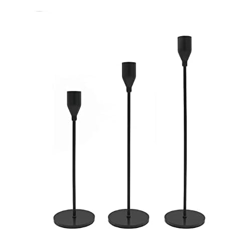 Set of 3 Modern Black Candle Holders Cover