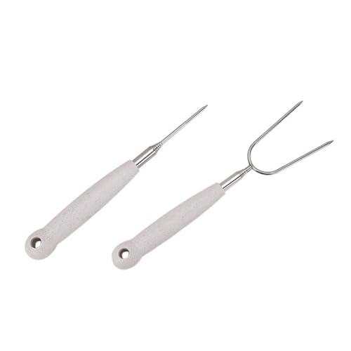 CIYODO 2pcs Portable Stainless Steel Barbecue Fork Double and Single Flexible Forks for Outdoor Bbq Camping and Grilling Essential Barbecue Tools for Smores Sausages and Vegetables