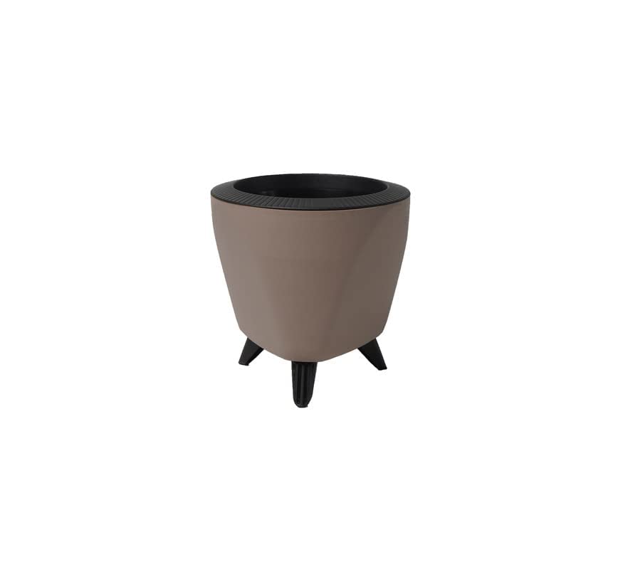 Image of Garden Art (Pack of 2 Indoor Outdoor Self Watering Planter Home Living Room Office Tabletop Decorative Plastic Flower Pot 5.1 Inch (Mocca, 2) PPLAM