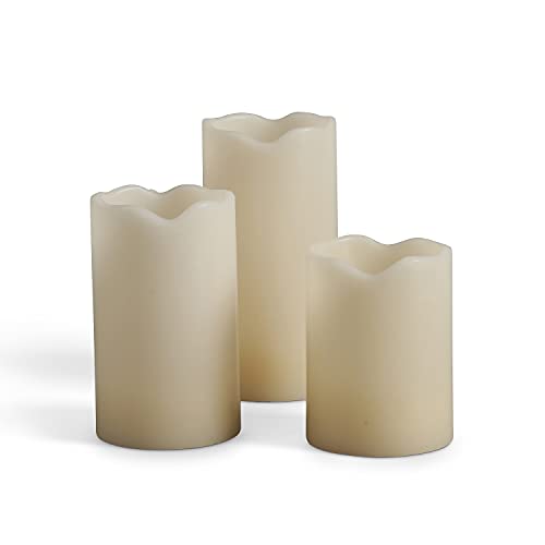 Everlasting Glow Led Wax Melted-Edge Pillar Candle, Ivory, Set Of 3, 3" X 4, 5, 6" #TOP1