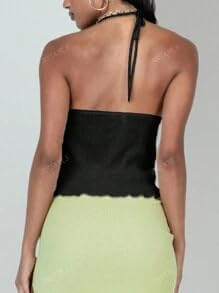 Women's Y2K Cute Summer Leopard Print Halter Top Sexy Tie Front Backless Ruffle Beach Crop Going Out Tops for Women - Image 5