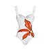 Women's One-Piece Swim Suits Wrap Skirt Swimsuit with Cover Up Sexy Fashion Flower Print Beach Skirts Swimwear Orange XL