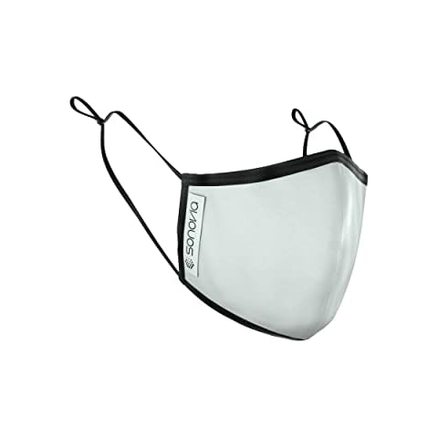 Sonovia Reusable Face Mask with Patented Breathable Fabric, Unisex Cloth Washable 2 Layer Cover with Anti Fogging Nose Wire and Adjustable Ear Straps, White Medium (Pack of 3) Cover