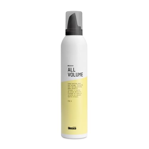 GLOSSCO PROFESSIONAL - Espuma Volumen Cabello All Volume Mousse, 300 ml, Fijación Nivel 3, Aporta Cuerpo y Brillo, Protege del Calor, Volumen Duradero y Suavidad, para Todo Tipo de Cabello