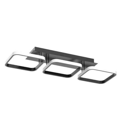 EIDISUNY Ceiling Light LED 3 Square Simple 54cm Black Modern Led Ceiling Light for Hallway Entrance Office Bedroom Kitchen Living Room Aisle Balcony Dining Room lamp - Black 33W Cool White Light 6000K
