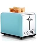 Compact Stainless Steel 2-Slice Toaster, Extra Wide Slots Cool Touch Toasters for Bagels Bread, Blue