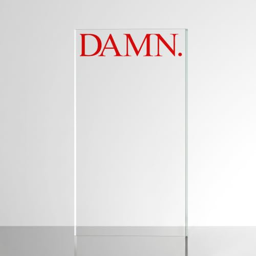 Image of Sticker for Glass & Mirrors| Minimal Vinyl Decal for Bedroom Bathroom & Cafe | Self-Adhesive Waterproof Quote Aesthetic Mirror Sticker | No Mirror Included (Damn., Small, Transparent Red)