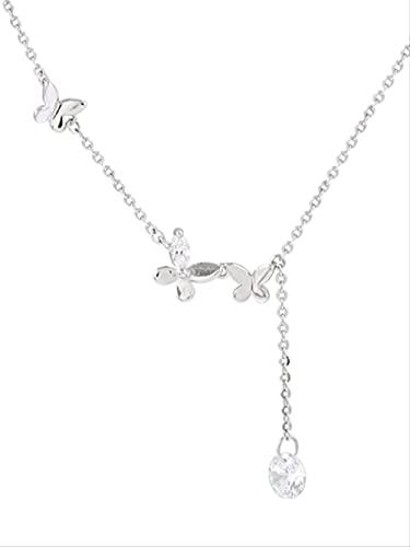 Collier ras du cou argent 925 et papillon zircon qualité joaillerie