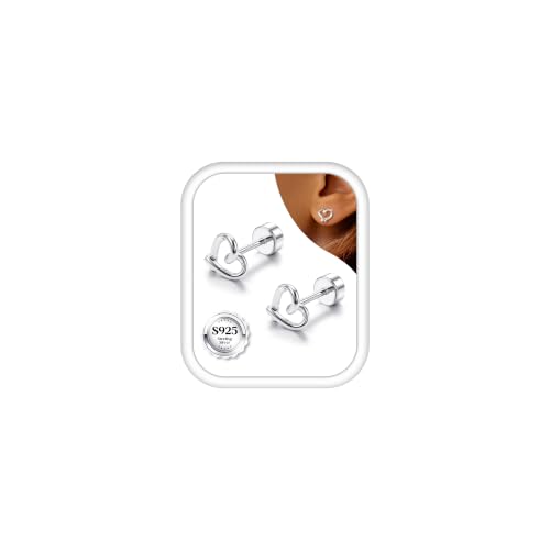 Roheafer Boucles d'Oreilles Argent 925 à Dos Plat Pour Filles Femmes(S-H)