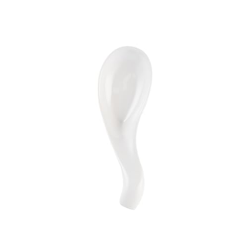 Image of Restaurantware 5.1 Inch Porcelain Soup Spoons 10 Wave Appetizer Spoons - Chip Resistant Dishwasher Safe White Porcelain Mini Tasting Plates For Samples Desserts Or Snacks