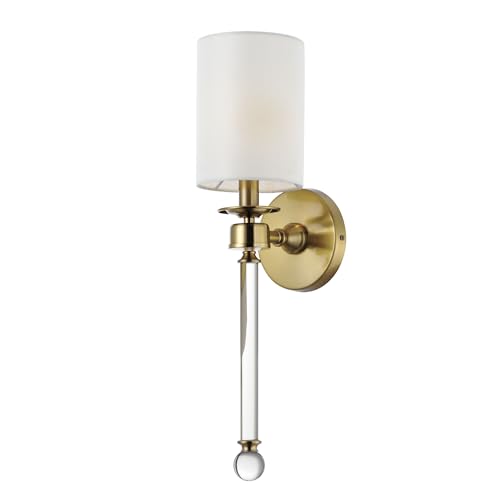 Image of Maxim Lighting Lucent 1-Light Wall Sconce | Heritage Steel Finish | Clear Linen Style2: Traditional Shade | Contemporary Indoor Light Fixture | Ideal for Hallways, Bedrooms & Bathrooms | 16109WTCLHR