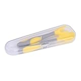 LIOOBO 1 Set Training Tableware Non Slip Utensils for Curved Design for Comfort Lemon Yellow