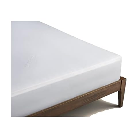 Coop Home Goods Ultra Luxe Bamboo Derived Viscose Rayon Mattress Pad Protector Cover - Cooling Waterproof Hypoallergenic Topper Queen White Cover