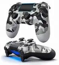 Controle Sem Fio Camuflado para PS4, Joystick Compatível com PC, Notebook, TV, Smartphone, Recarregável, com Entrada P2, Cinza