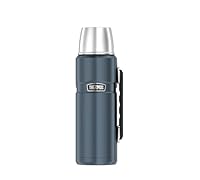 THERMOS STAINLESS KING Thermosflasche ice grey 1,20l - Edelstahl, absolut dicht, mit Trinkbecher und Griff, 24h heiß & 24h kalt, spülmaschinenfest, BPA-frei