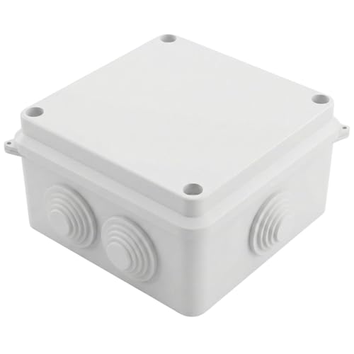 Lumonic Scatola di giunzione bianca 100 x 100 x 70 mm con 7 aperture, scatola di giunzione da parete, IP65, scatola di giunzione, scatola di giunzione per interni ed esterni