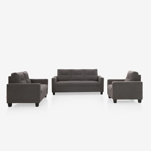 Image of Duroflex Ease - 6 Seater Sofa, 3+2+1 Sofa Set | Premium Fabric, High Comfort Foam, Durable Termite-Resistant Wooden Frame & Easy Maintenance | 3-Year Warranty - Grey