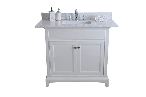 Montary 31"X 22" Bathroom Vanity Top Lightning White Engineered Marble Stone 3 Faucet Hole Vanity Top With Undermount Ceramic Sink And Backsplash #TOP3