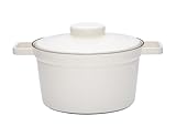 Riess, 2106-212, Topf mit Deckel, PURE WHITE, AROMAPOTS, Truehomeware, Durchmesser 24 cm, Inhalt 3.5 Liter, vom Designbüro dottings entwickelt, zum Brotbacken geeignet, Emaille, Induktion