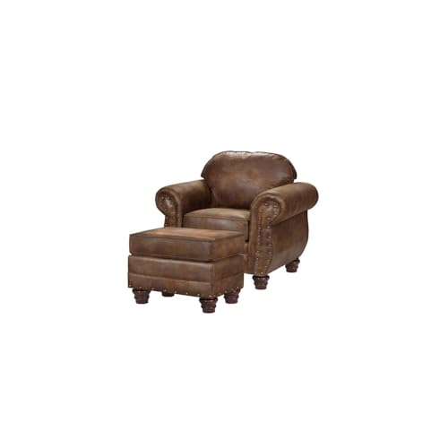 Sillón con Ottoman Microfibra Marrón Rústico miniatura 2