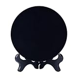 IKEEYUIS Round Plate Mirror Home Decoration Mini Scrying Mirror Obsidian Adds Style and Calm Energy to Office Mini Scrying Black Round Tools, Black, M