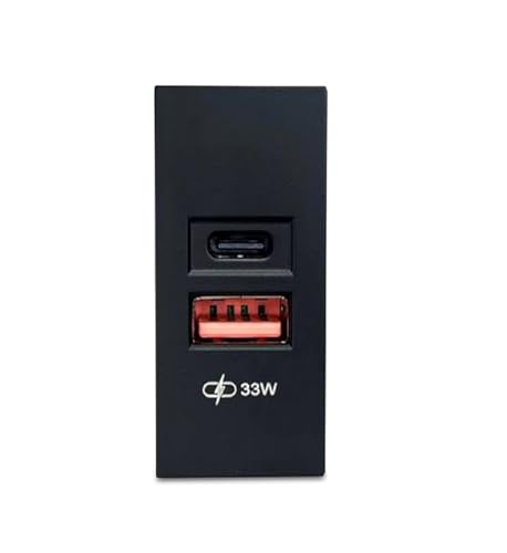 Image of MX USB Charger 35W GaN A+C Modular Module, USB-C & USB-A Fast Charging Socket for Switch Board, 22.5 x 45 mm Modular Plate, 90-270V AC Input, Wall Mounted Charger for Home & Office Panels, Black