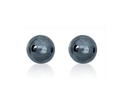 AESDOX Pendientes de tuerca de hematita negra, alfileres de plata de ley y parte trasera de aretes, juego de 3 pares, diámetro de bola de 6/8/10 mm, Plata