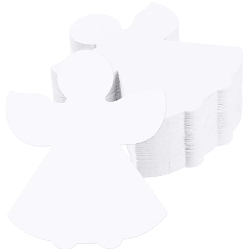 MixTeach 200 Pcs Angel Cutouts Paper Angel Shapes 4 Inch Christmas Angel Cut Out White Angel Shape Die Cuts for Christmas Winter Celebrations Decor Bulletin Board School Classroom Craft Project