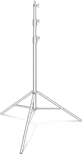 NEEWER 9.2ft/2.8m Stainless Steel Light Stand, Spring Cushioned Heavy Duty Photography Tripod Stand with 1/4 to 3/8 Universal Screw Adapter for Strobe, LED Video Light, Ring Light, MonolightSoftbox