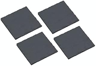 Artesà Set of 4 Slate Coasters, Hand Crafted Natural Stone Drink Coaster Collection, Mini Platters / Table Protecting / Serving Mats in Gift Box, 10 cm - Grey