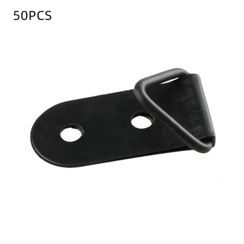 Image of dophee 50Pcs Triangle D-Ring Picture Frame Hangers with Screws for Hanging Display Paintings Clock Artwork Picture Frame Hook Photos Home Decoration 1.54 inchx0.71 inch - Black