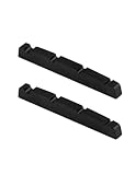 Metallor 4 String Graphite Bass Guitar Nut Pre-Slotted Top Nut Flat Bottom 42mm x 5.3mm x 3.5mm Compatible with Fender PB Bass Guitar Parts Replacement Set of 2Pcs Black.