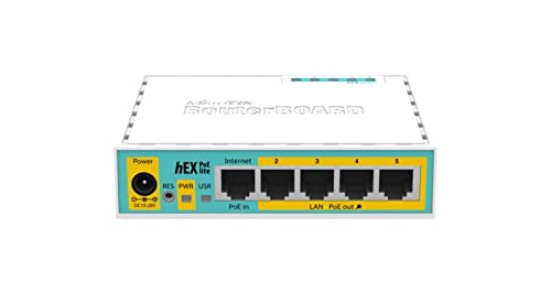 Mikrotik Hex Poe Lite Ethernet Lan White Wired Router - Wired Routers (10,100 Mbit/S, 10/100Base-T(X), Ethernet (RJ-45), Internal, White, 16 Mb) - 5