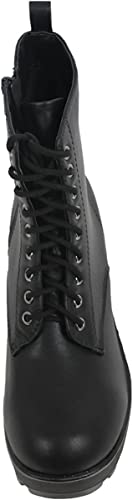 Soda Women's Magpie Faux Leather Lace-Up Combat Mid Heel Military Ankle Boots4